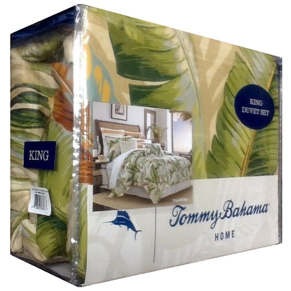 Tommy Bahama Other - SOLD❗️3pc Set Tommy Bahama Palmiers GREEN 100% Cotton KING Duvet Cover & 2 Shams